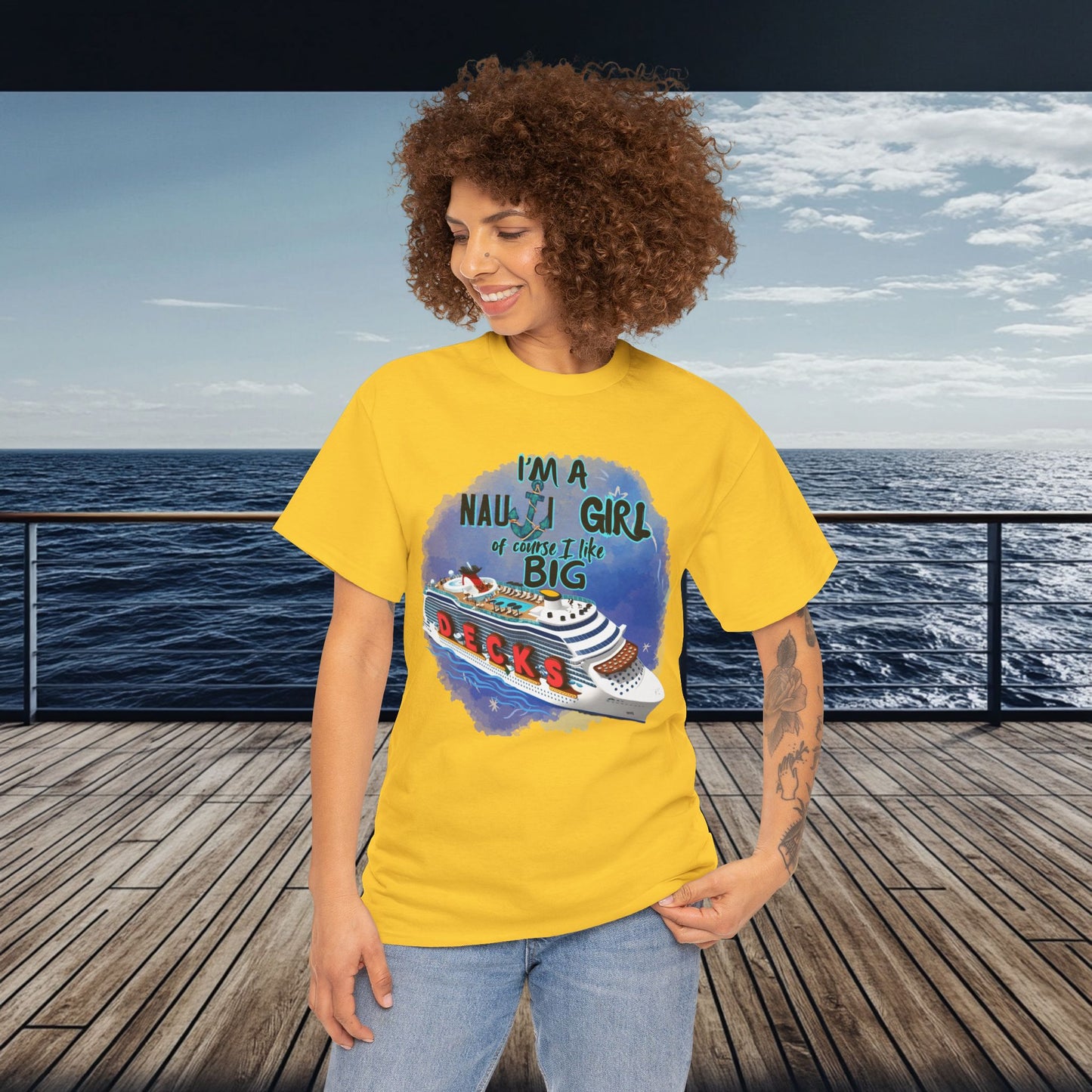 Nauti Girl Unisex Heavy Cotton Tee – I'm a Nauti Girl of Course I Like Big Decks Cruise T-shirt