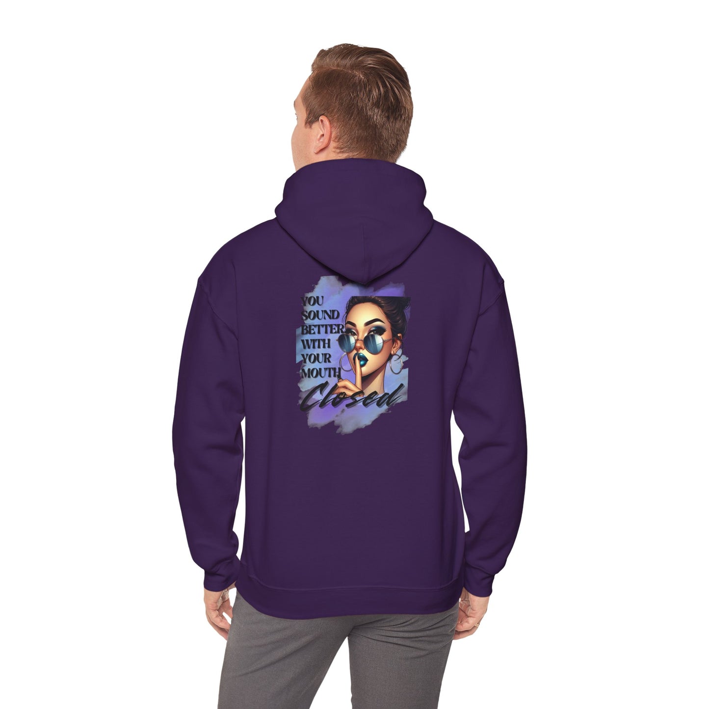 Stay Silent -Unisex Heavy Blend™ Hooded Sweatshirt, Women's sarcastic hoodie, sassy graphic quote top, double-sided