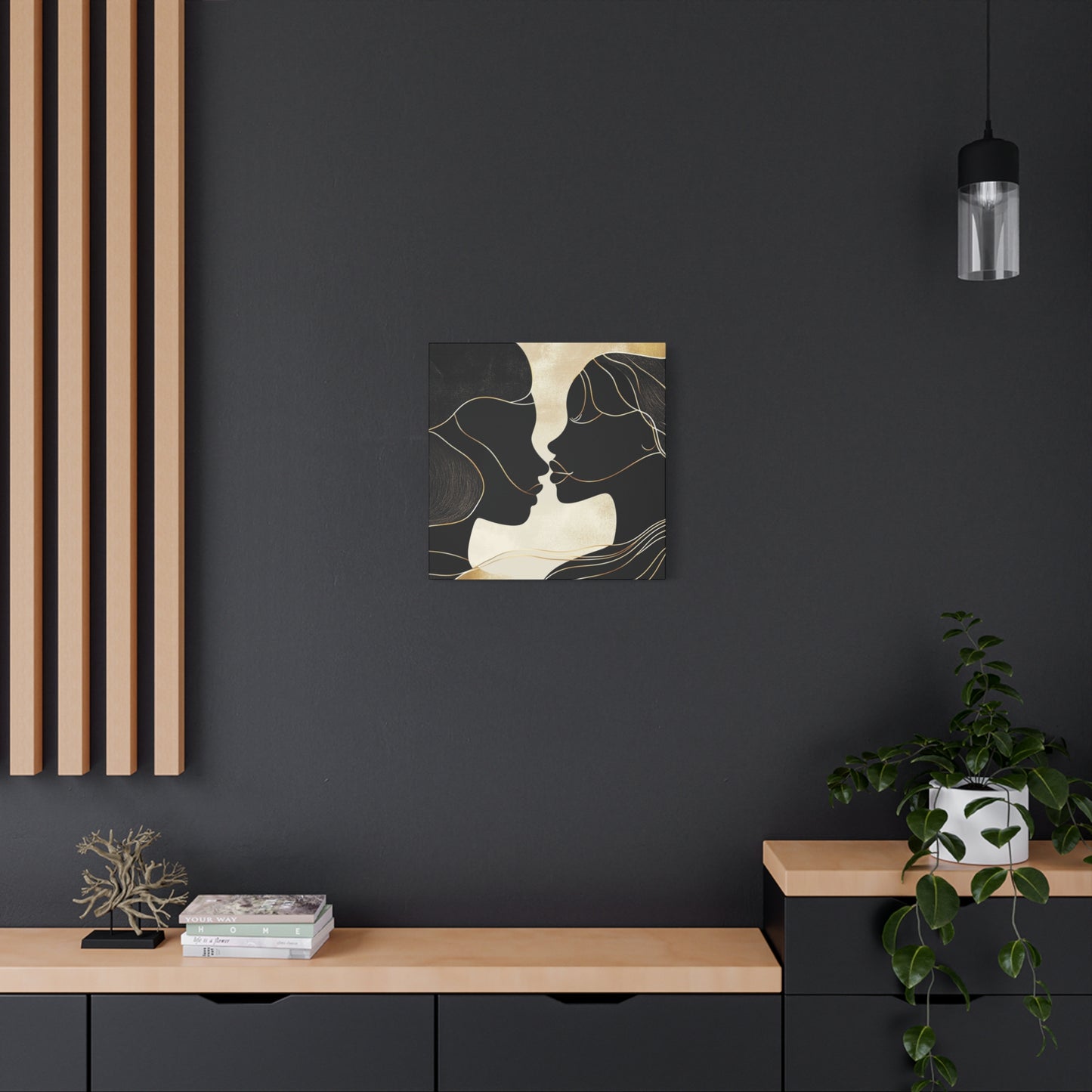 Traces of Us Canvas Print, Minimalist Wall Art, Stretched Matte 25", African American Love, Elegant Home Decor
