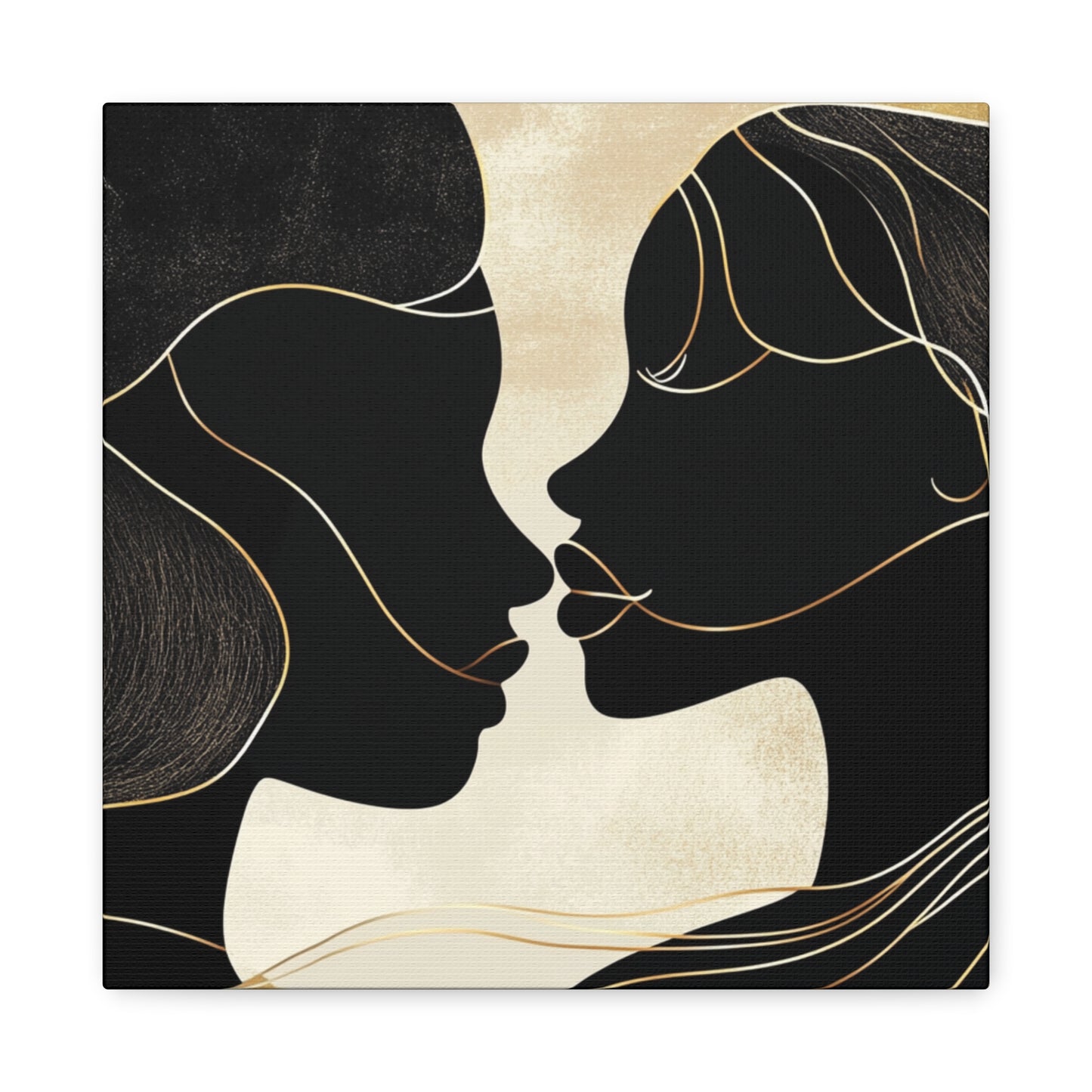 Traces of Us Canvas Print, Minimalist Wall Art, Stretched Matte 25", African American Love, Elegant Home Decor