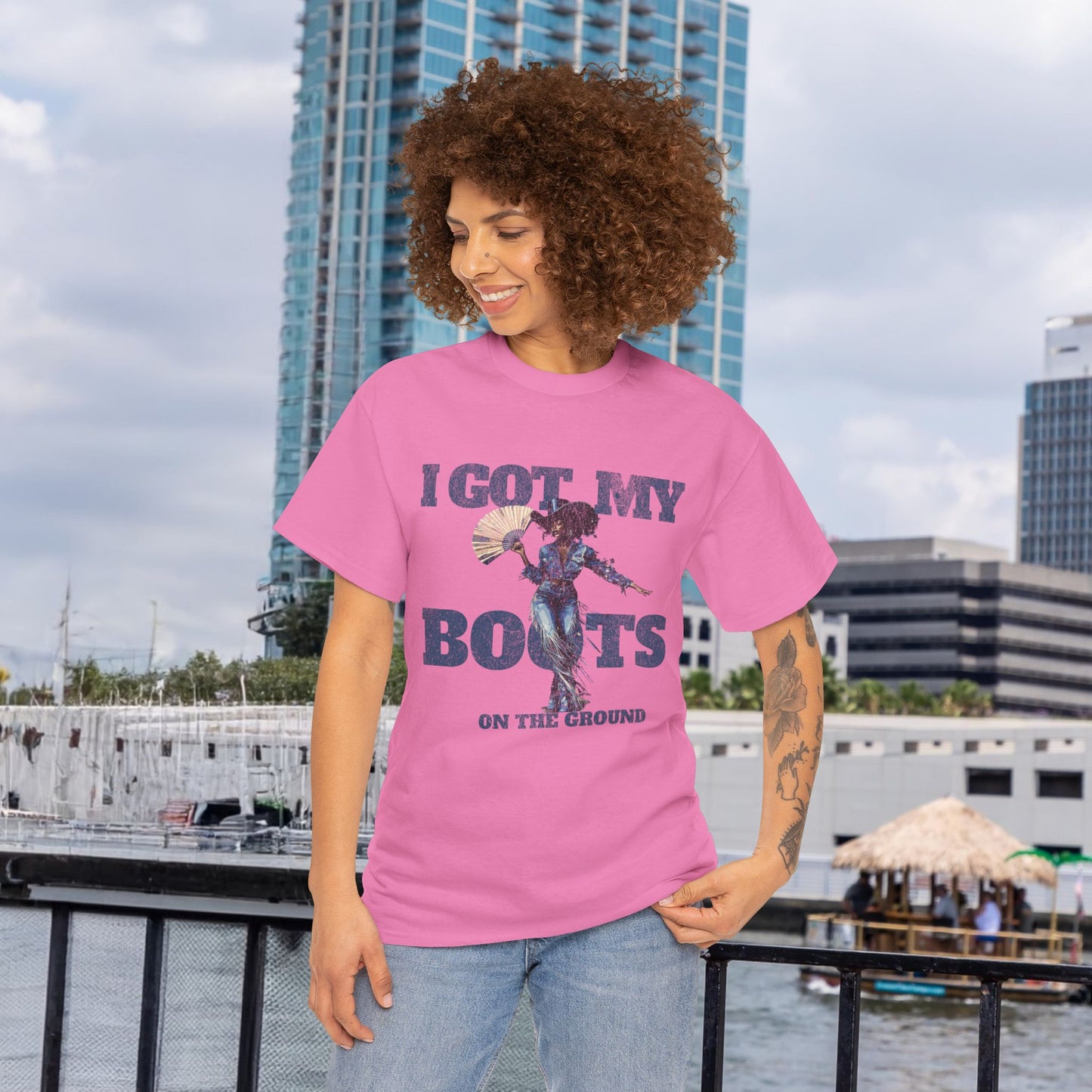 I Got My Boots Unisex Heavy Cotton Tee - Casual Graphic Shirt for Music Lovers, Line Dancers, Line Dance Group