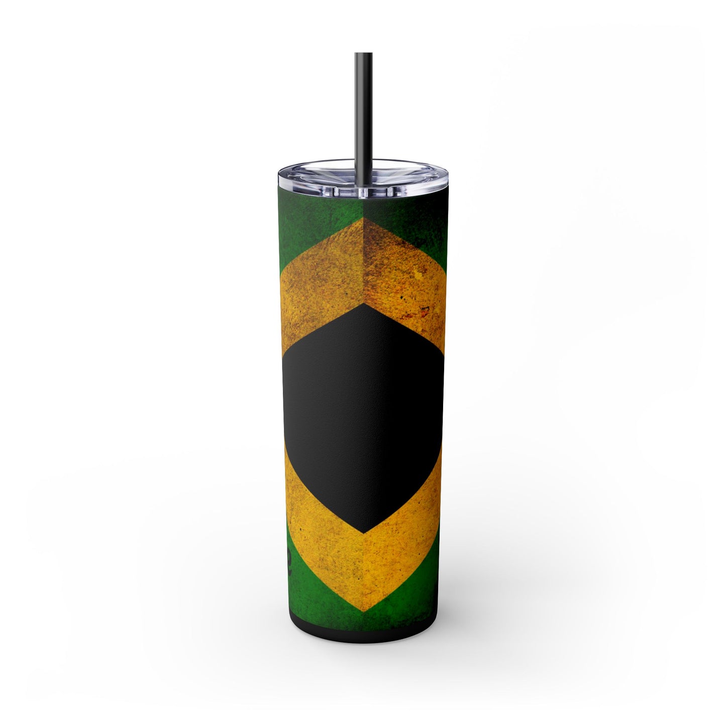 Jamaican Flag Skinny Tumbler, Personalized Drinkware, Insulated Cup with Straw, 20oz Gift Idea, Custom Name Tumbler, Travel Mug for Hot/Cold