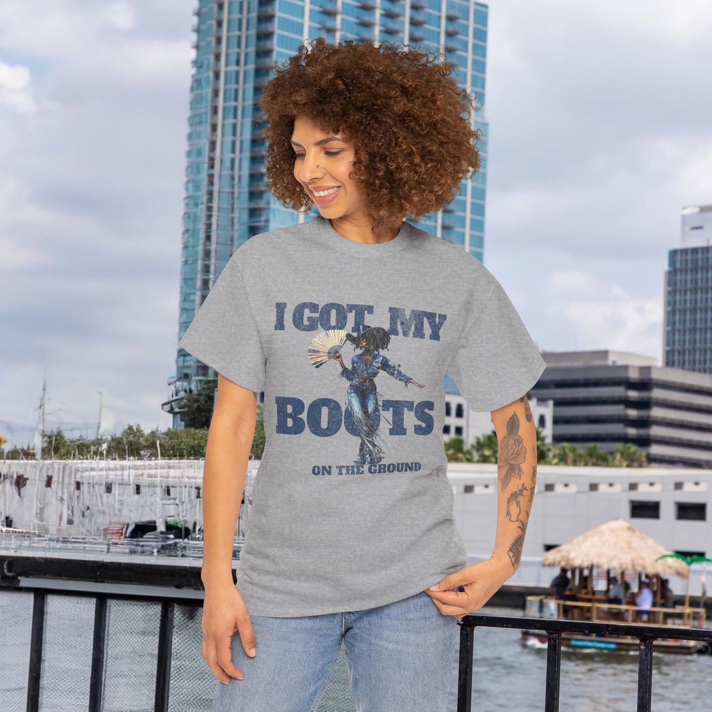 I Got My Boots Unisex Heavy Cotton Tee - Casual Graphic Shirt for Music Lovers, Line Dancers, Line Dance Group