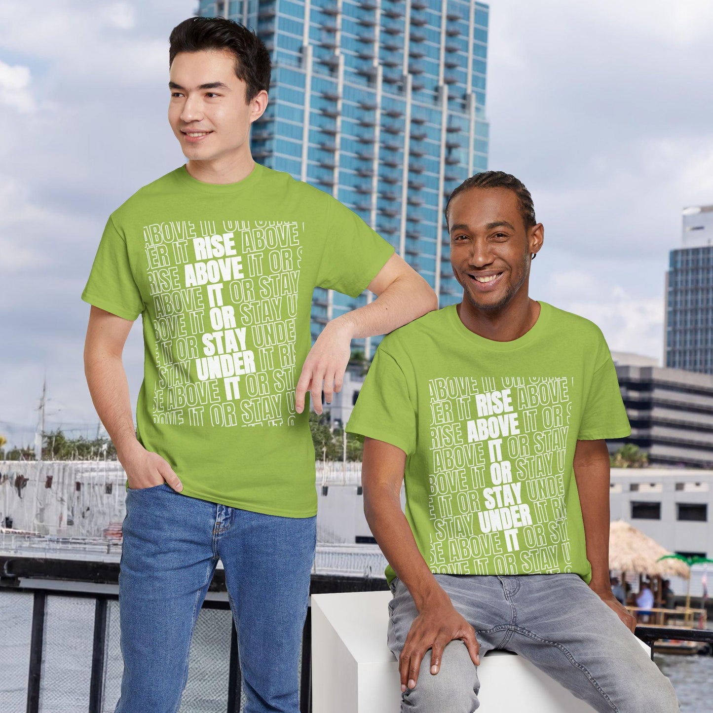 Inspiring Unisex Heavy Cotton Tee - RISE ABOVE IT or Stay Under It, Motivational Shirt, Casual Wear, Gift for Friends, Everyday Wear