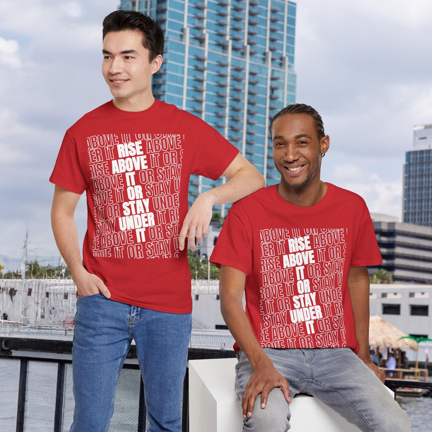 Inspiring Unisex Heavy Cotton Tee - RISE ABOVE IT or Stay Under It, Motivational Shirt, Casual Wear, Gift for Friends, Everyday Wear