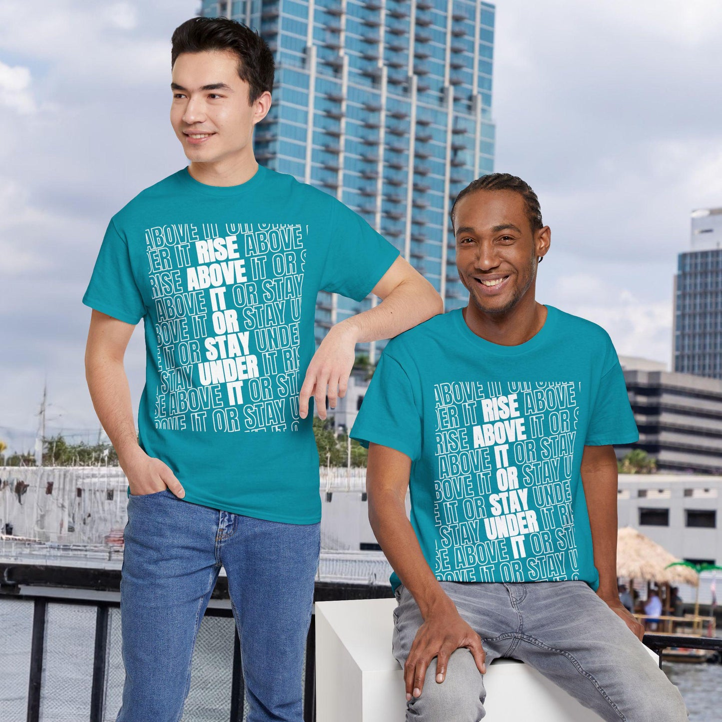 Inspiring Unisex Heavy Cotton Tee - RISE ABOVE IT or Stay Under It, Motivational Shirt, Casual Wear, Gift for Friends, Everyday Wear