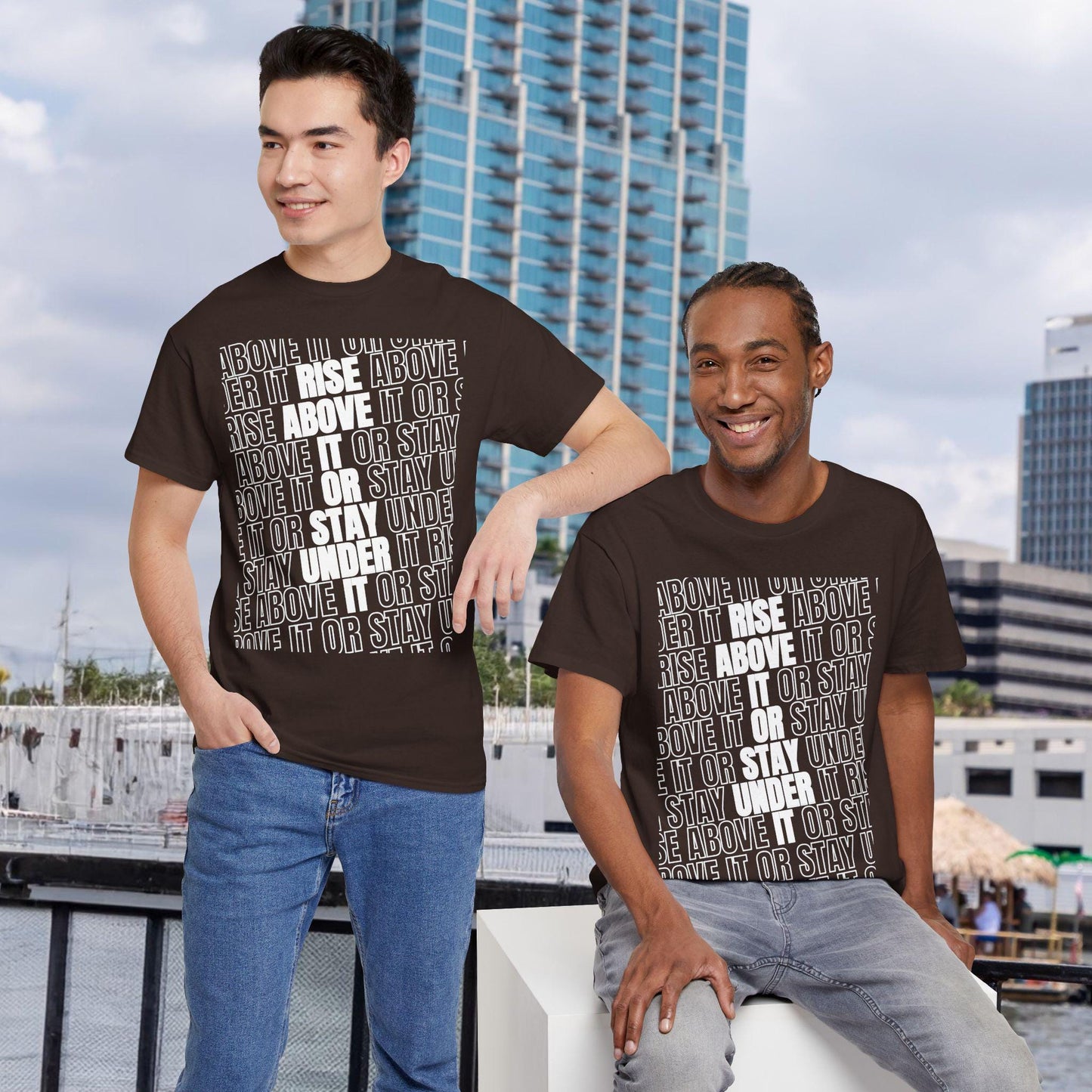 Inspiring Unisex Heavy Cotton Tee - RISE ABOVE IT or Stay Under It, Motivational Shirt, Casual Wear, Gift for Friends, Everyday Wear