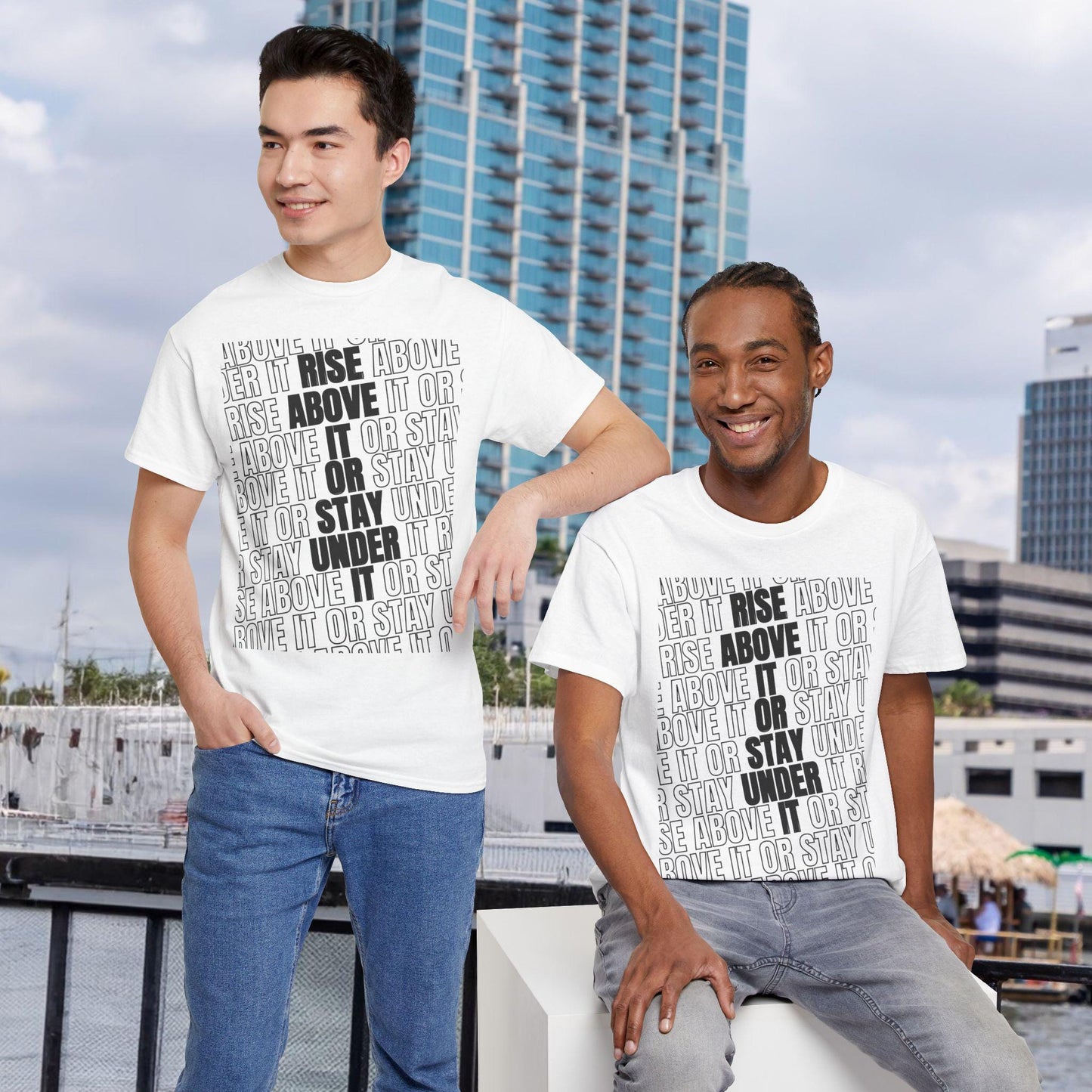 Inspiring Unisex Heavy Cotton Tee - RISE ABOVE IT or Stay Under It, Motivational Shirt, Casual Wear, Gift for Friends, Everyday Wear