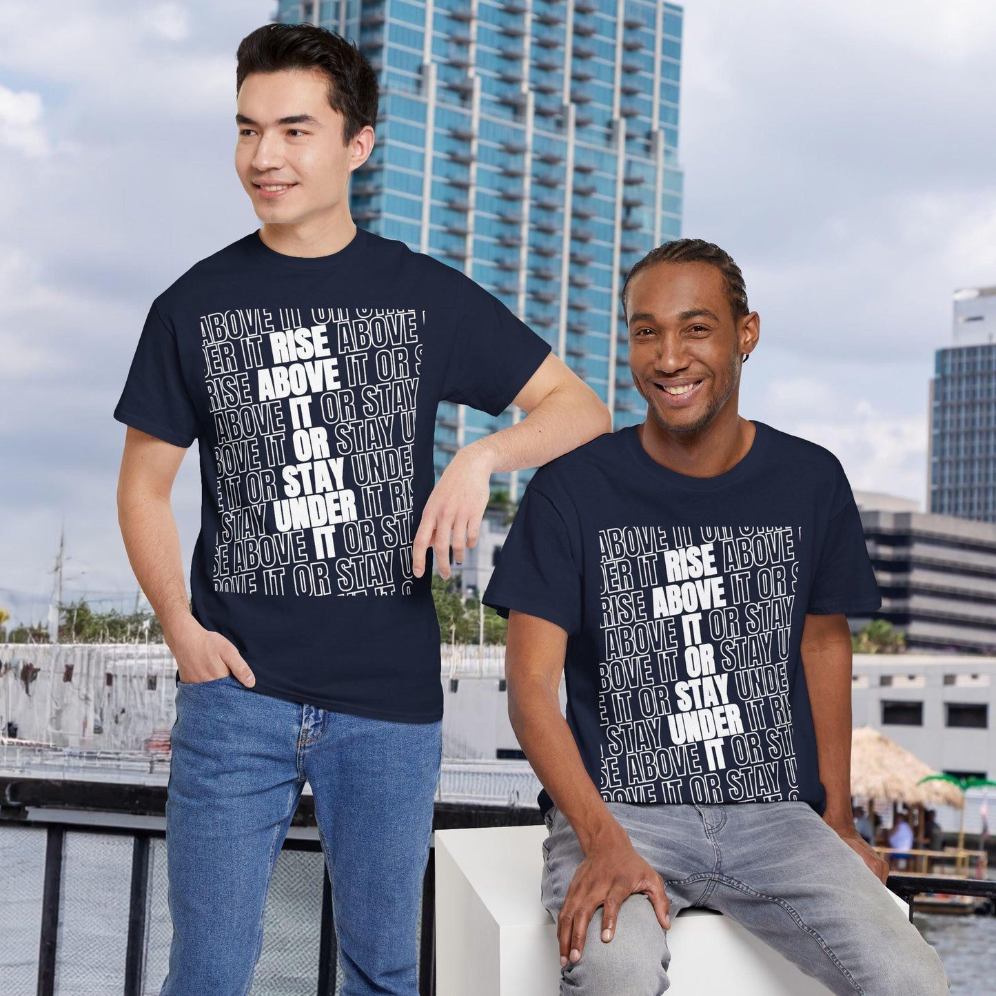 Inspiring Unisex Heavy Cotton Tee - RISE ABOVE IT or Stay Under It, Motivational Shirt, Casual Wear, Gift for Friends, Everyday Wear