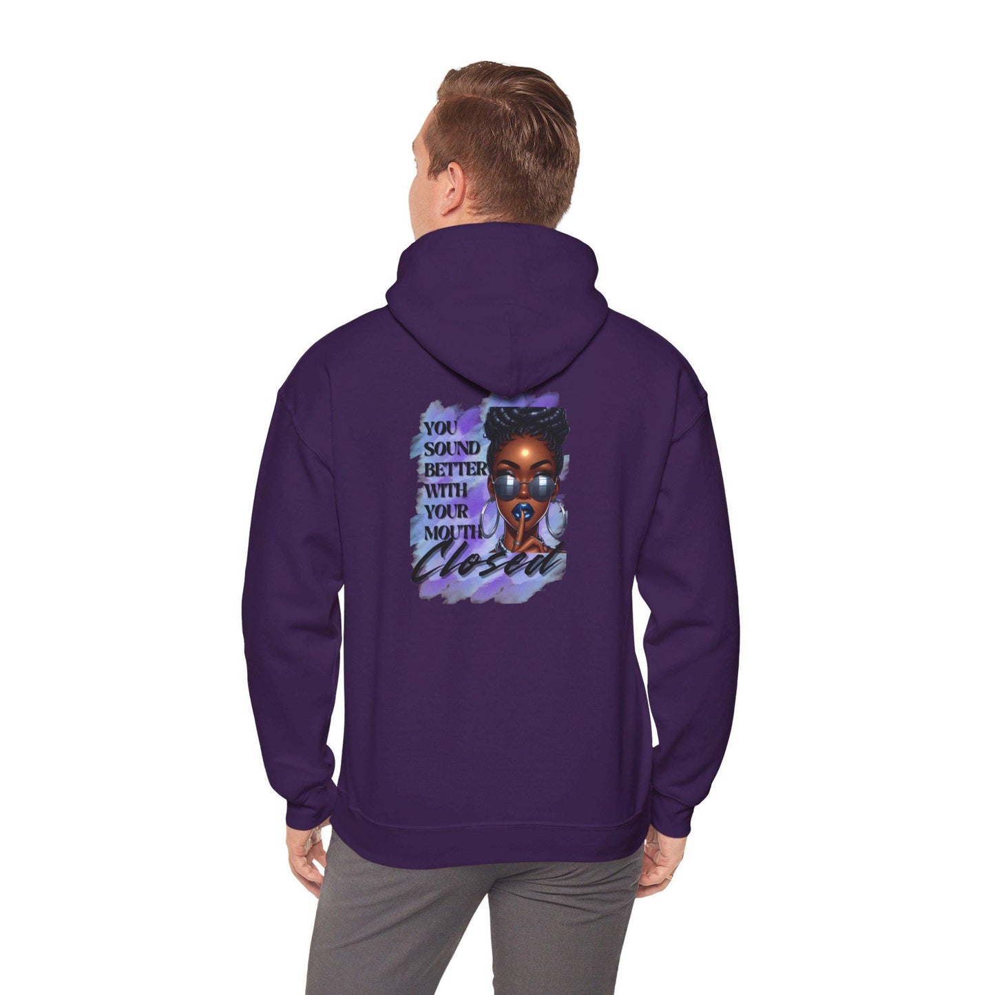 Stay Silent -Unisex Heavy Blend™ Hooded Sweatshirt, Women's sarcastic hoodie, sassy graphic quote top, double-sided