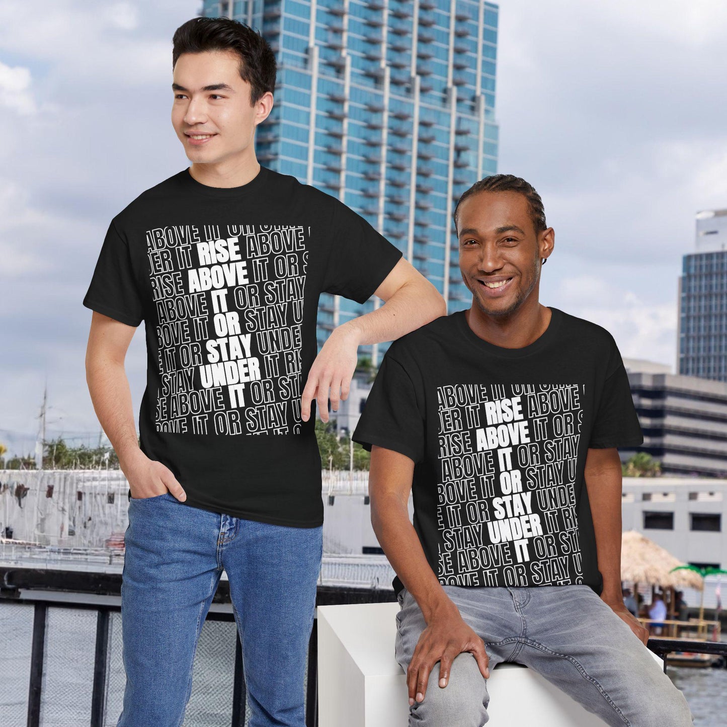 Inspiring Unisex Heavy Cotton Tee - RISE ABOVE IT or Stay Under It, Motivational Shirt, Casual Wear, Gift for Friends, Everyday Wear