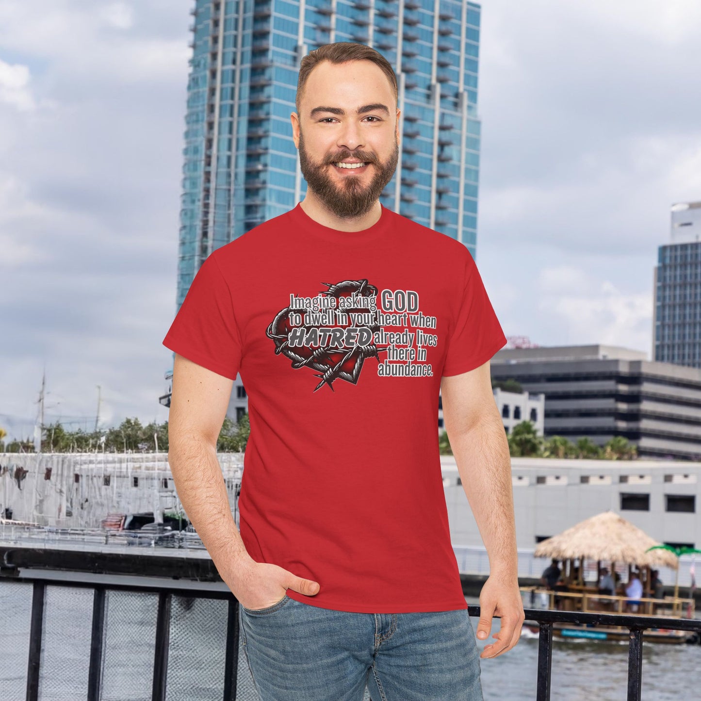 Crowded Heart Unisex Heavy Cotton Tee - Spread Love, Mindfulness Shirt