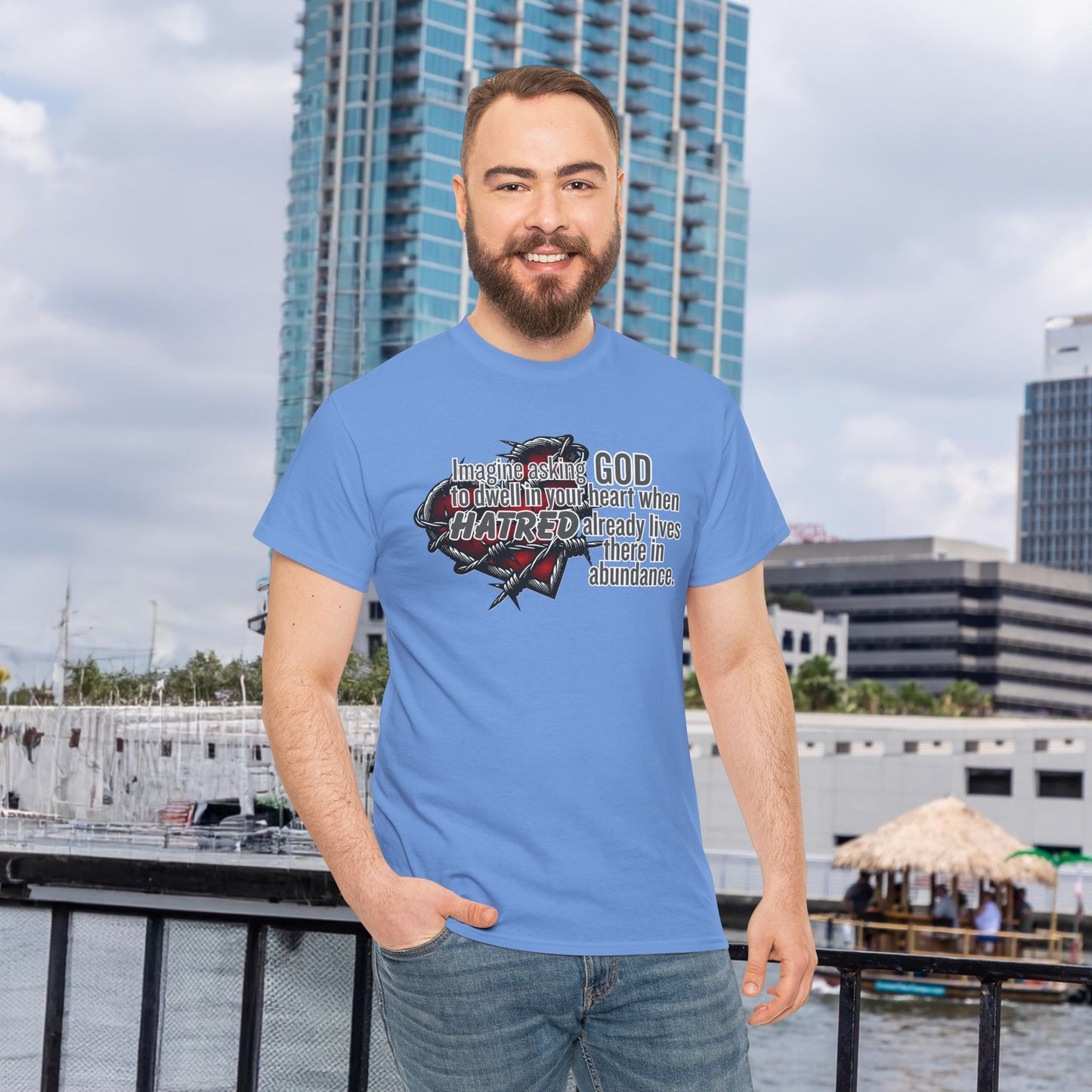 Crowded Heart Unisex Heavy Cotton Tee - Spread Love, Mindfulness Shirt