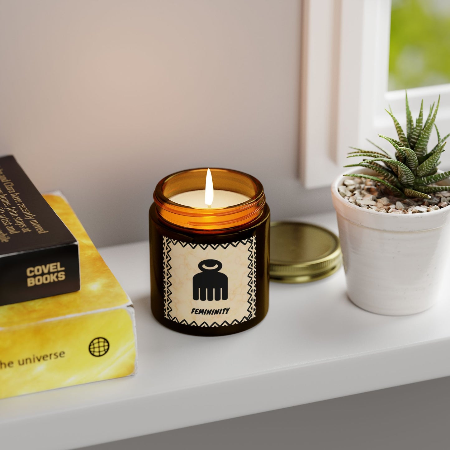 DUAFE Scented Candle, Essence of Feminine Grace & Nurturing, Meditation Relaxation Gift, Candle Lover, African Symbol, Adinkra Symbol