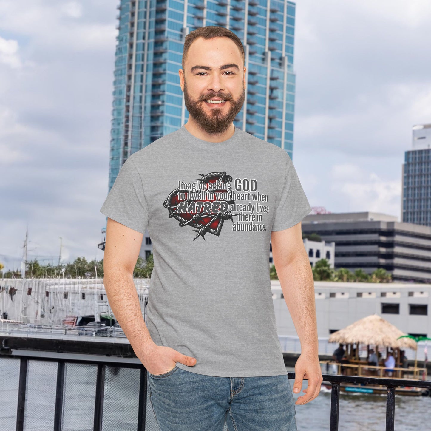 Crowded Heart Unisex Heavy Cotton Tee - Spread Love, Mindfulness Shirt