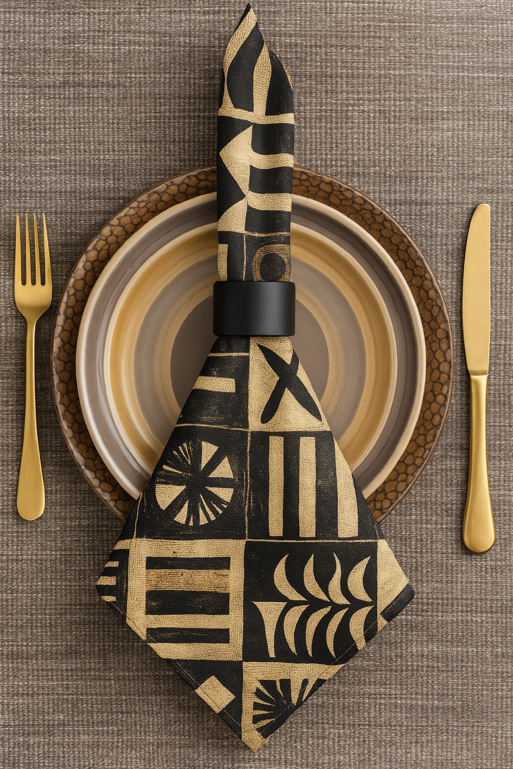 Heritage Threads Kitchen Collection 4 Piece Napkins Set - Modern Boho Dinnerware,  African Inspired Home Decor