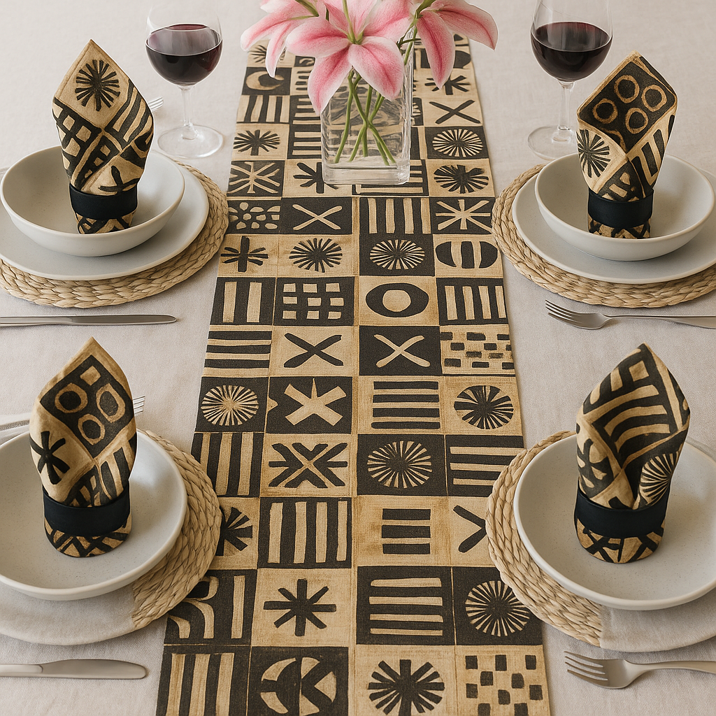 Heritage Threads Kitchen Collection 4 Piece Napkins Set - Modern Boho Dinnerware,  African Inspired Home Decor