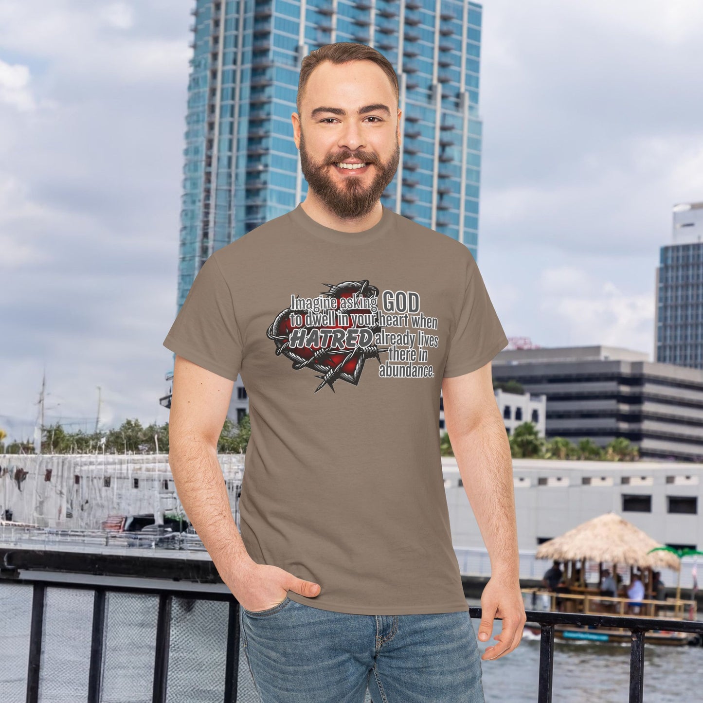 Crowded Heart Unisex Heavy Cotton Tee - Spread Love, Mindfulness Shirt