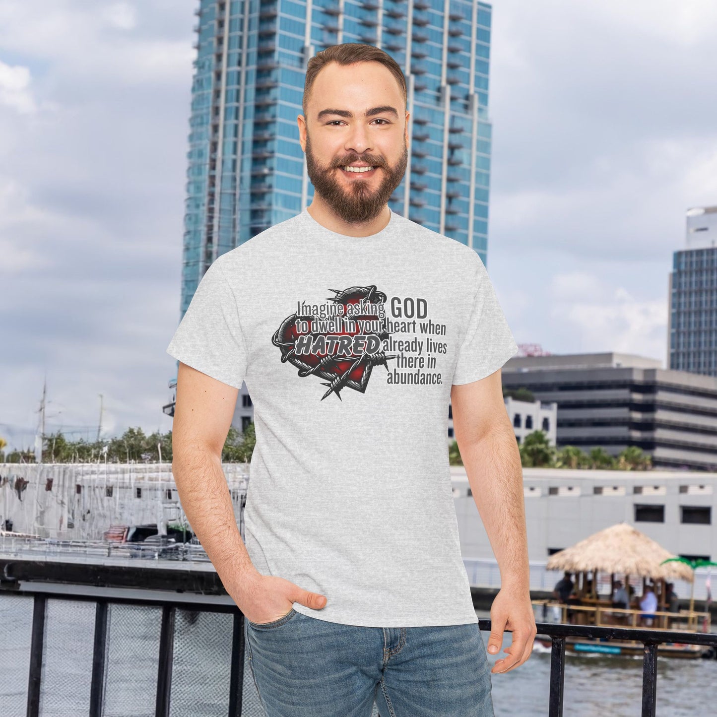 Crowded Heart Unisex Heavy Cotton Tee - Spread Love, Mindfulness Shirt