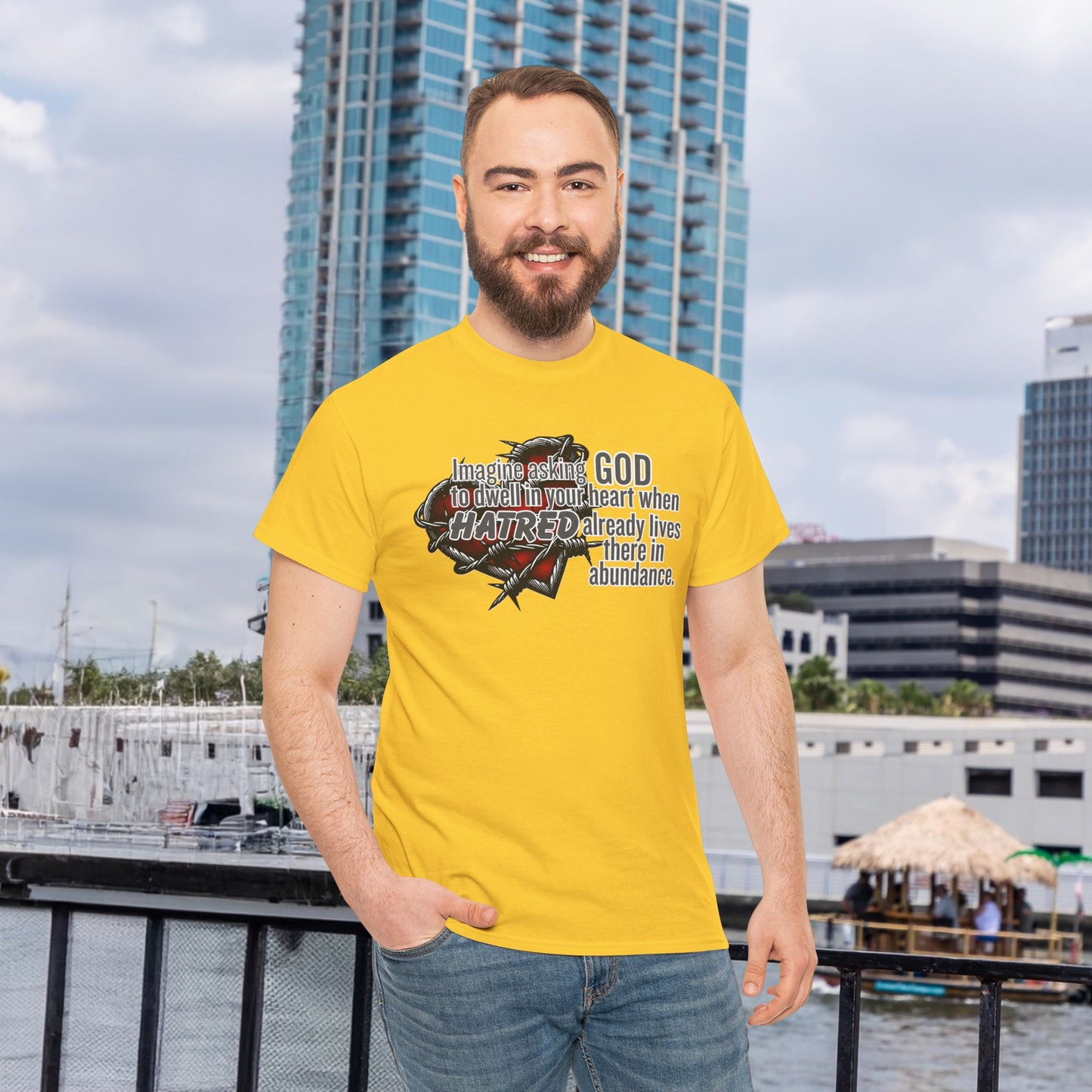 Crowded Heart Unisex Heavy Cotton Tee - Spread Love, Mindfulness Shirt