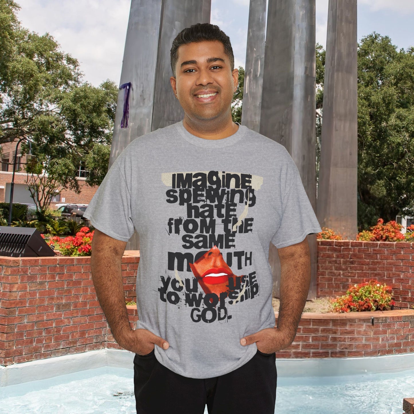 Worship & Hate With the Same Mouth Tee - Unisex Heavy Cotton Tee